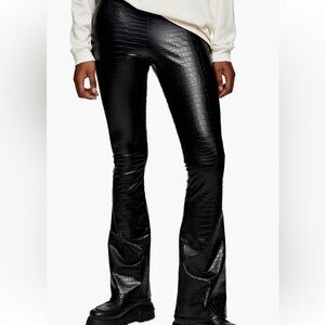 Croc Embossed Flare Pants